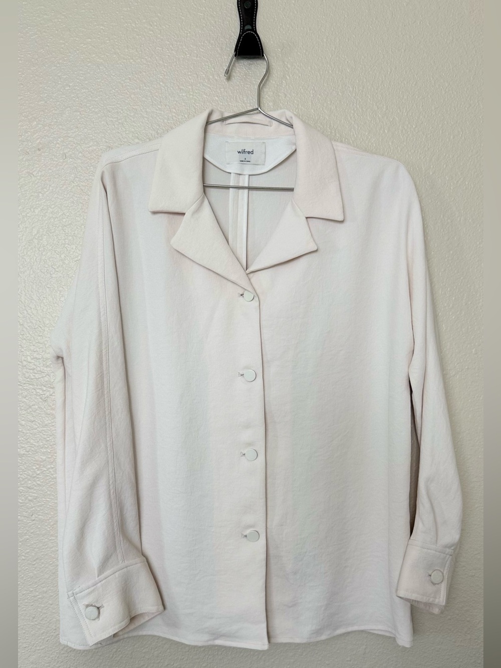Aritizia Wilfred Cream Button-Front Collared Blouse Size S